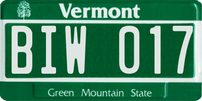 VT license plate BIW017