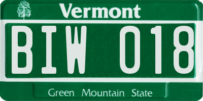VT license plate BIW018