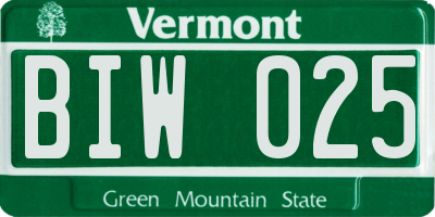 VT license plate BIW025