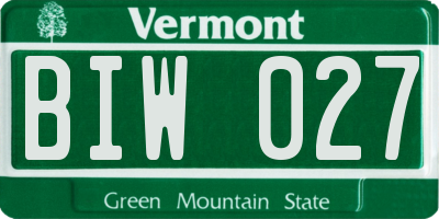 VT license plate BIW027