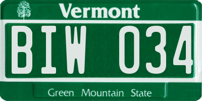VT license plate BIW034