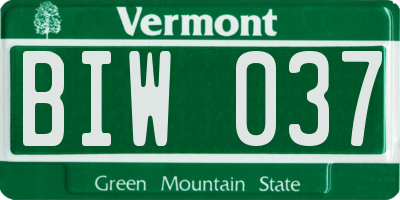 VT license plate BIW037