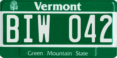 VT license plate BIW042