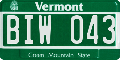 VT license plate BIW043
