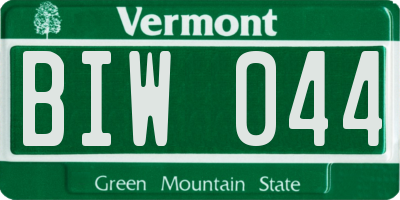 VT license plate BIW044