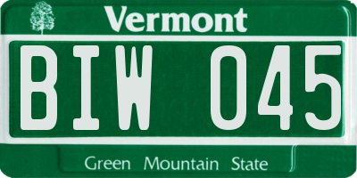 VT license plate BIW045