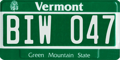 VT license plate BIW047
