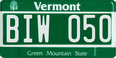 VT license plate BIW050
