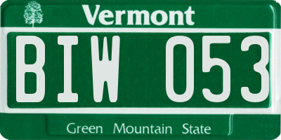 VT license plate BIW053