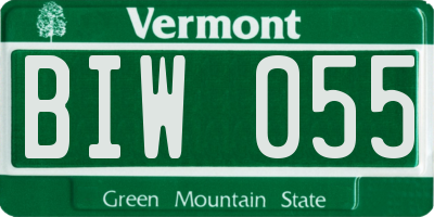 VT license plate BIW055