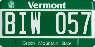 VT license plate BIW057