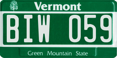 VT license plate BIW059