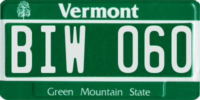 VT license plate BIW060