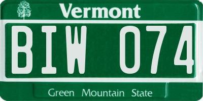 VT license plate BIW074