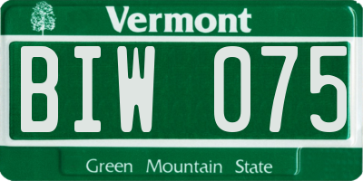 VT license plate BIW075