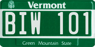 VT license plate BIW101