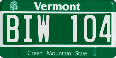 VT license plate BIW104