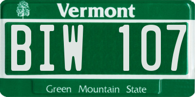 VT license plate BIW107