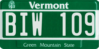 VT license plate BIW109