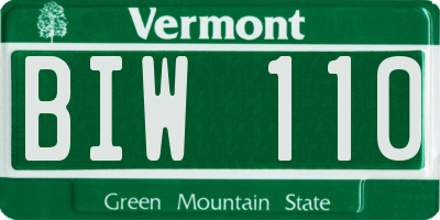 VT license plate BIW110