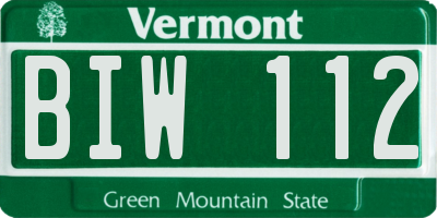 VT license plate BIW112