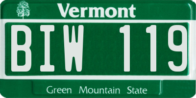 VT license plate BIW119