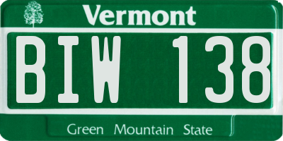 VT license plate BIW138