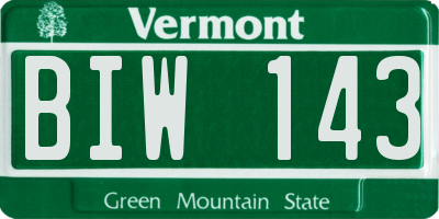 VT license plate BIW143