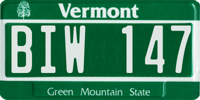 VT license plate BIW147