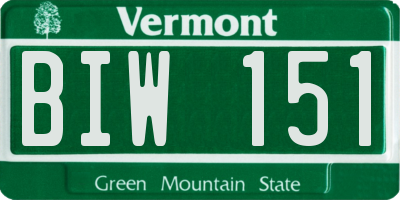 VT license plate BIW151