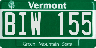 VT license plate BIW155