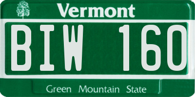VT license plate BIW160