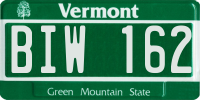 VT license plate BIW162
