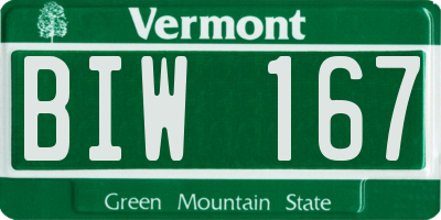 VT license plate BIW167