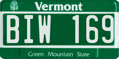 VT license plate BIW169