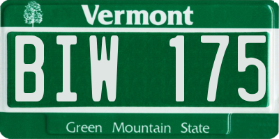 VT license plate BIW175