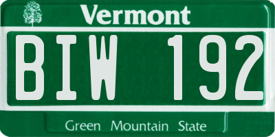 VT license plate BIW192