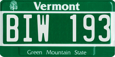 VT license plate BIW193