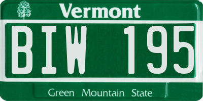 VT license plate BIW195