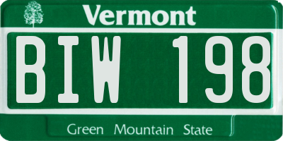 VT license plate BIW198