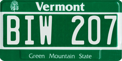 VT license plate BIW207