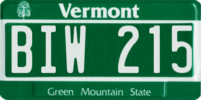 VT license plate BIW215