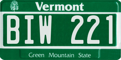 VT license plate BIW221