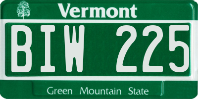 VT license plate BIW225