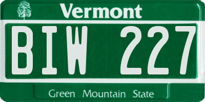 VT license plate BIW227