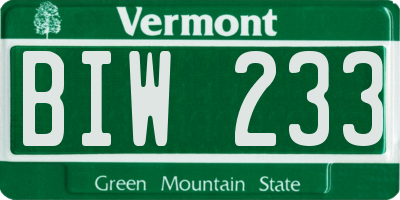 VT license plate BIW233