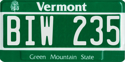VT license plate BIW235