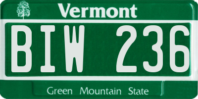VT license plate BIW236