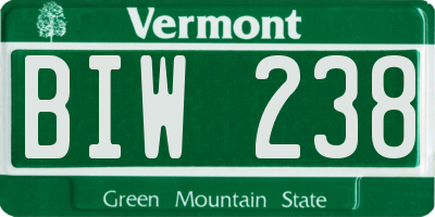 VT license plate BIW238