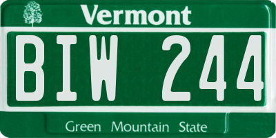 VT license plate BIW244